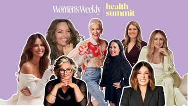 Collage of eight women smiling, with text "The Australian Women's Weekly Health Summit" on a purple background.