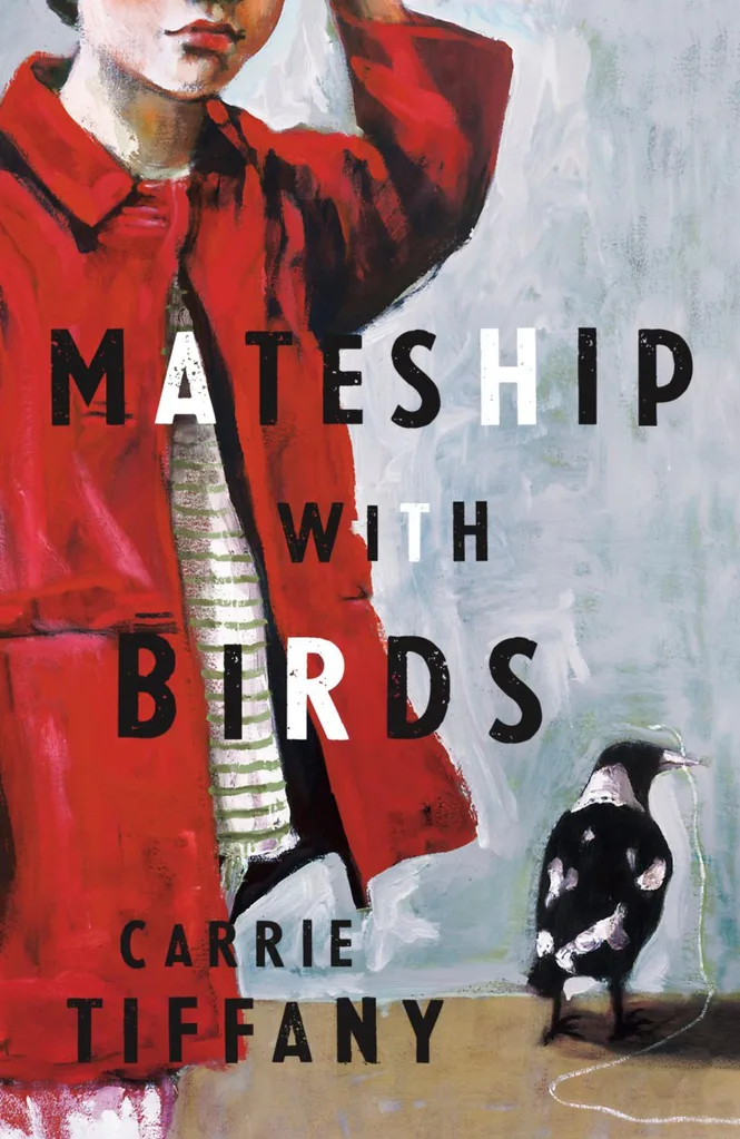 Mateship with birds book cover. The first Stella Prize winner. An illustration of a woman and a magpie.