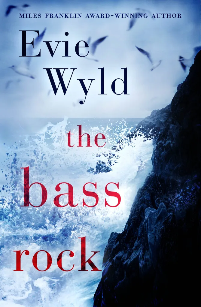 Book cover of Stella Prize winning The Bass Rock. An ocean wave smashes against a cliff.