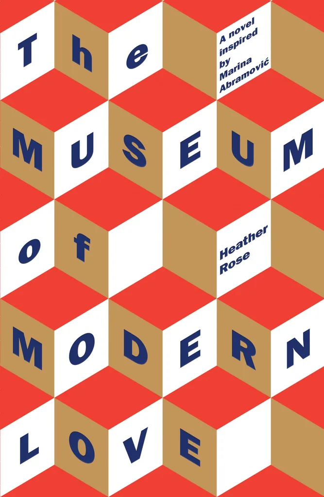 Book cover of Stella Prize winning The Museum of Modern Love. A repeating pattern of red, brown and white squares.