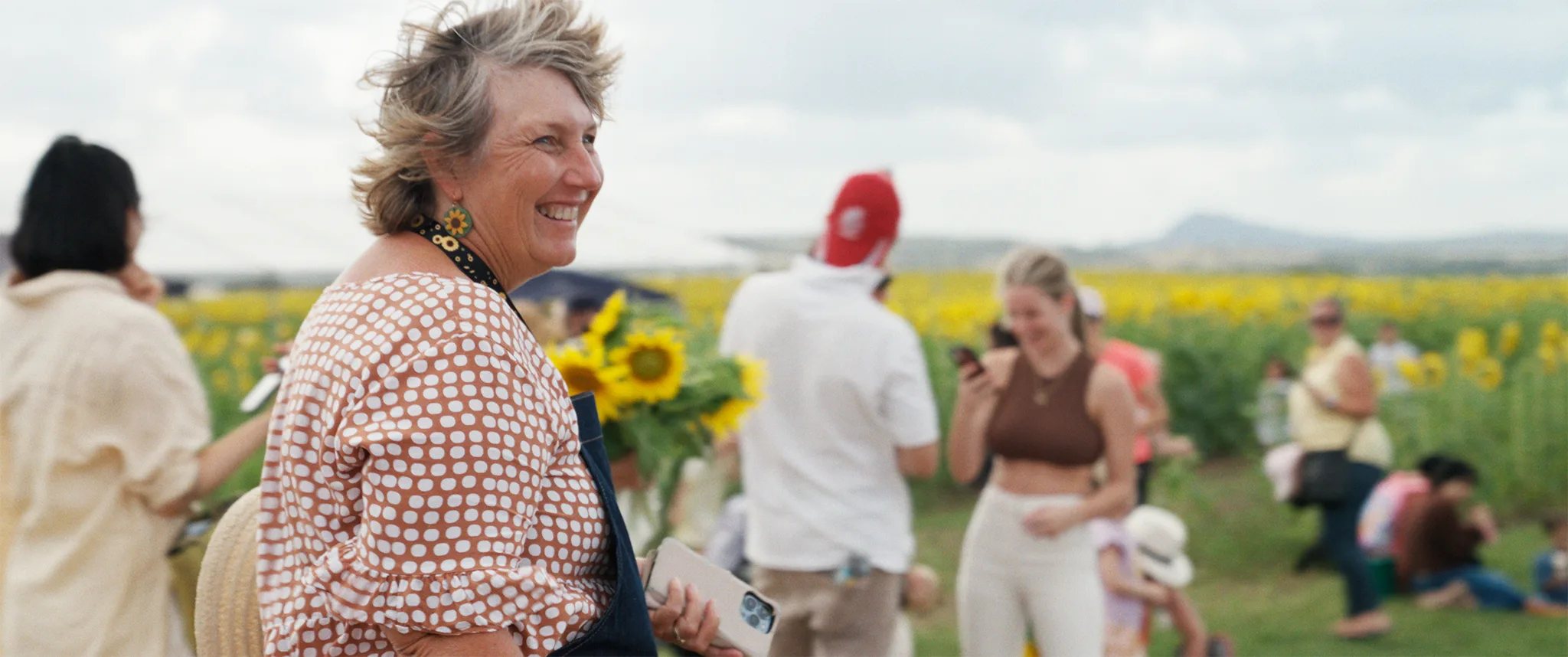 Jenny Jenner with her sunflowers which featured in the film Growing Happiness.
