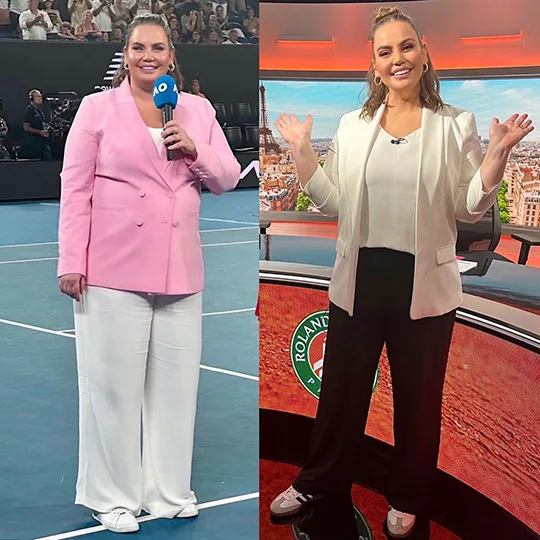 Jelena's social media post with two images of herself.