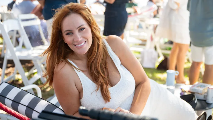 Jules Robinson posing on a lounger.