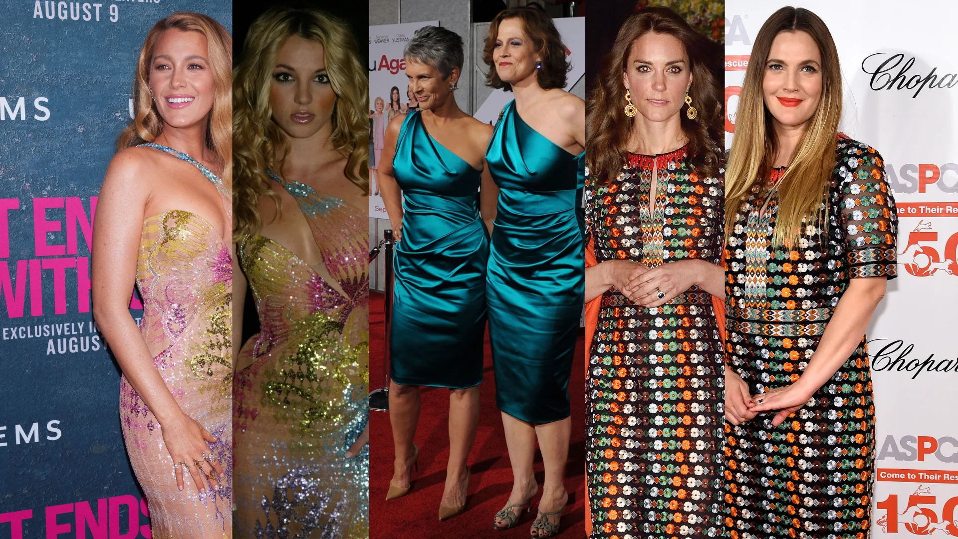 red carpet same dress 8 times celebrities arrived at the same event in the same outfit