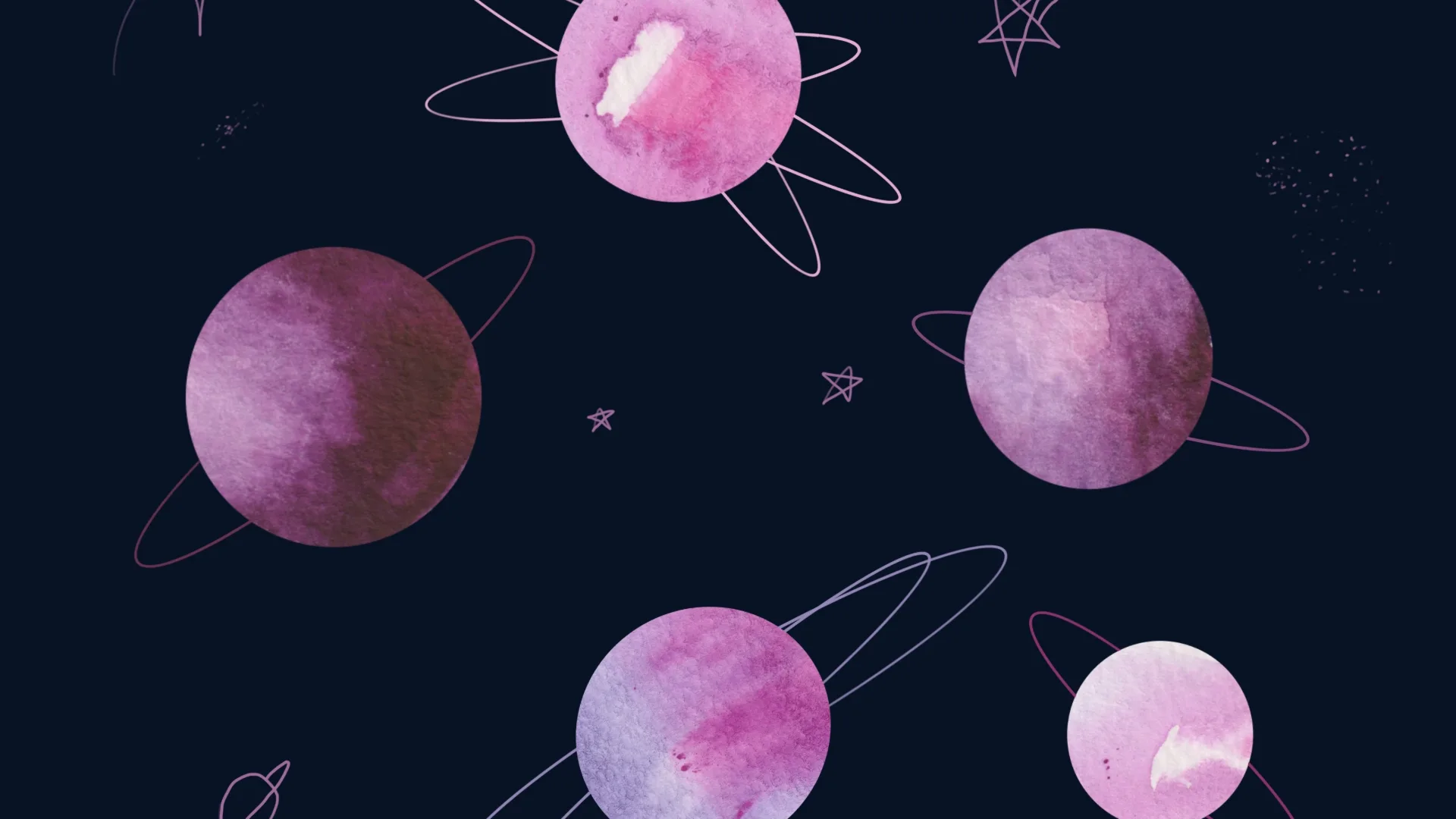 Illustration of planets in space among the stars.