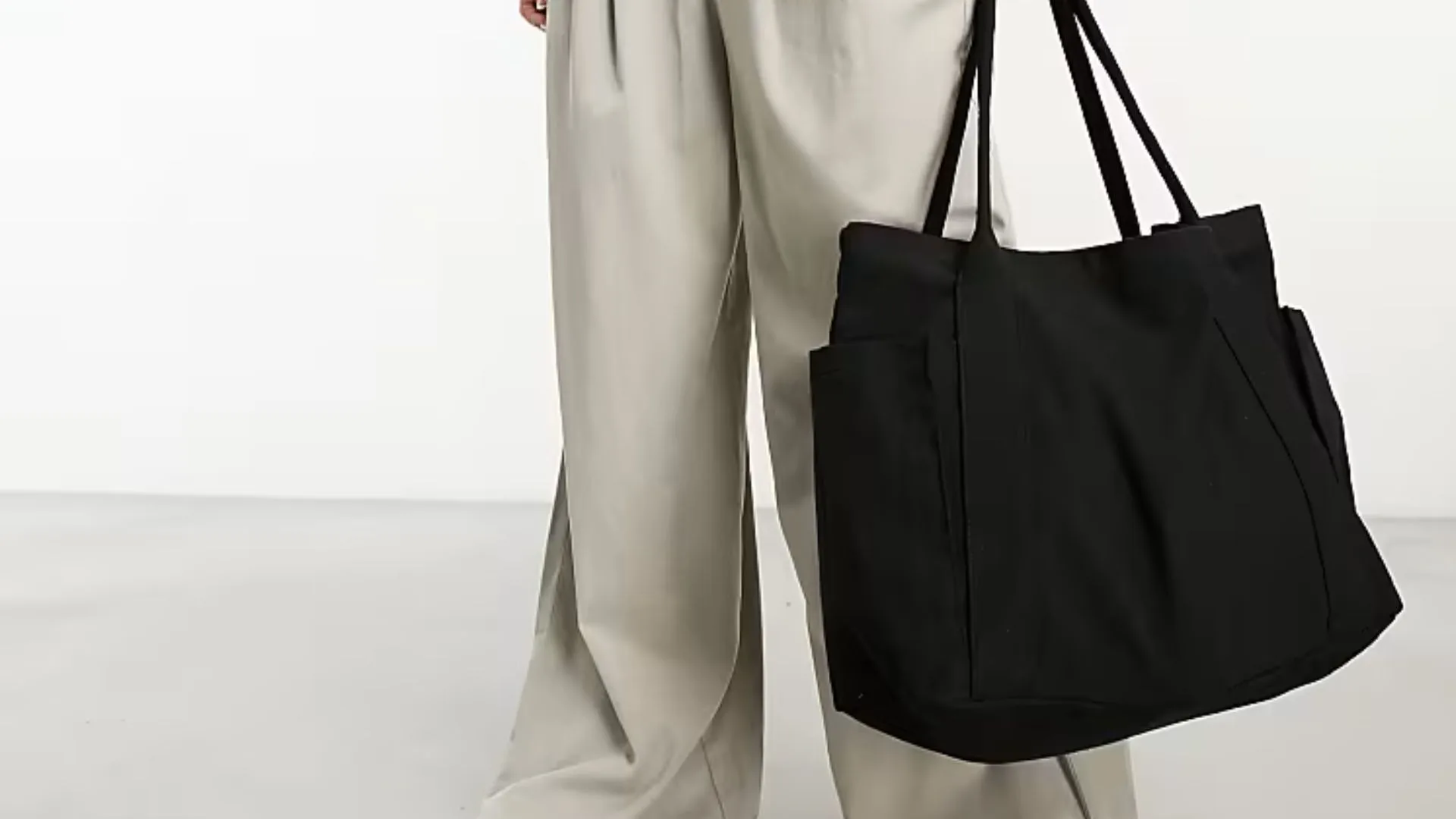 ASOS DESIGN oversized heavyweight canvas tote bag in black