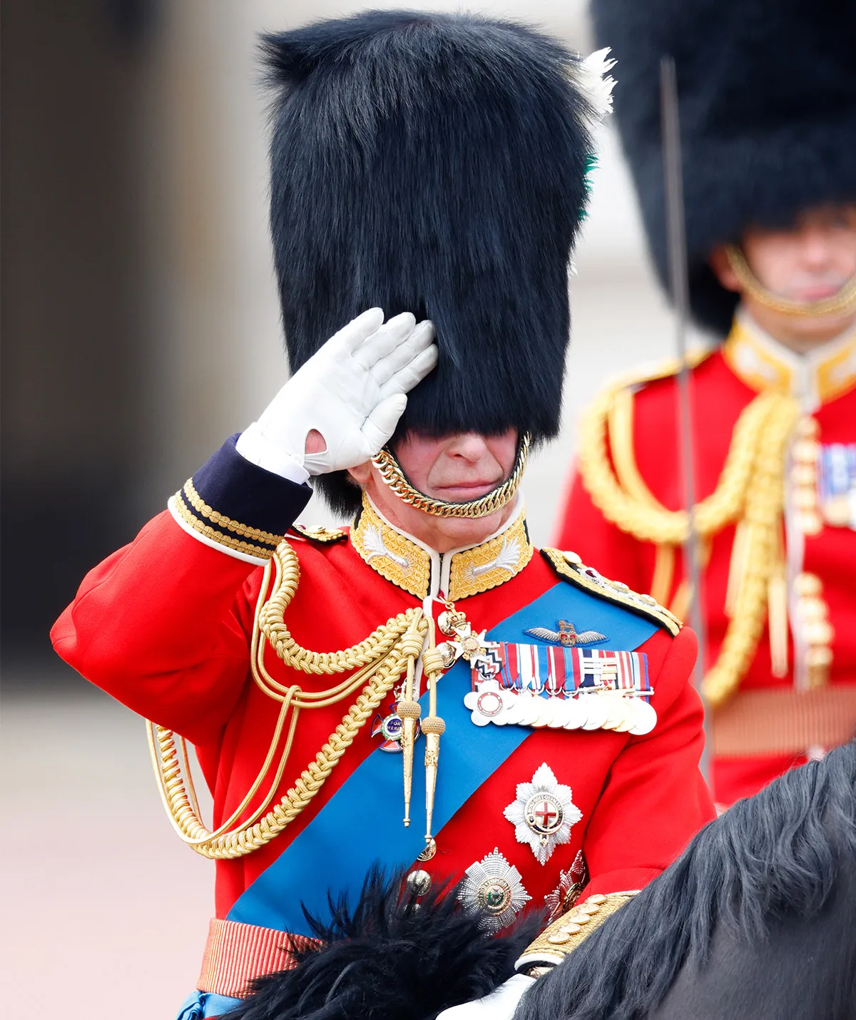 King Charles III on horseback at Trooping the Colour ceremony