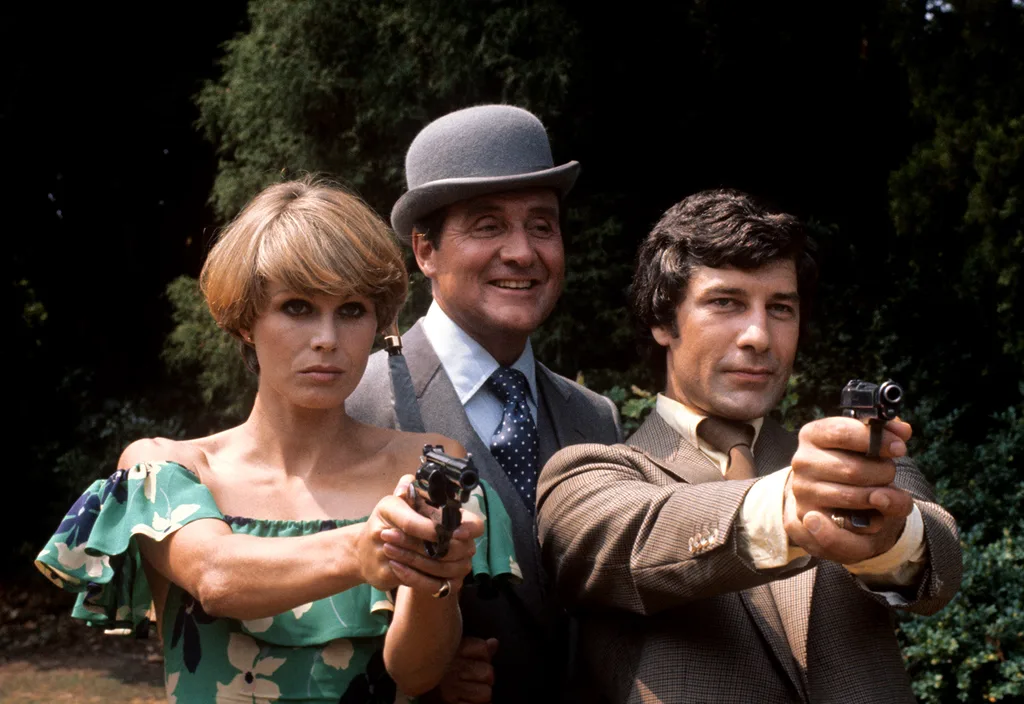 A picture of Joanna Lumley and castmates from The New Avengers.