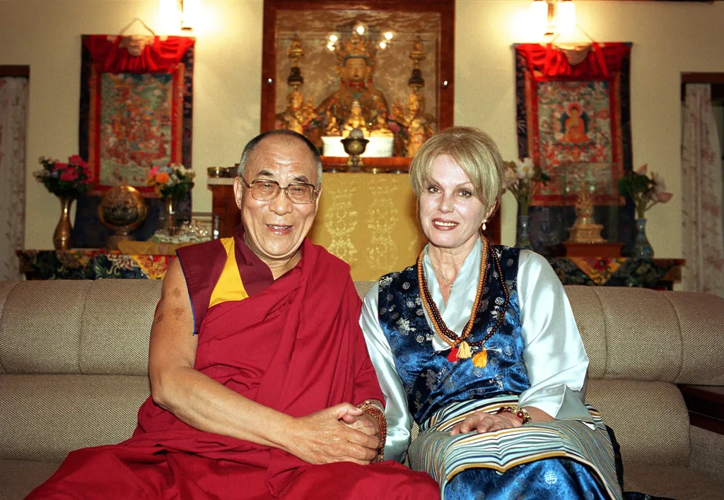 Joanna Lumley with His Holiness Tenzin Gyatso, The 14th Dalai Lama.