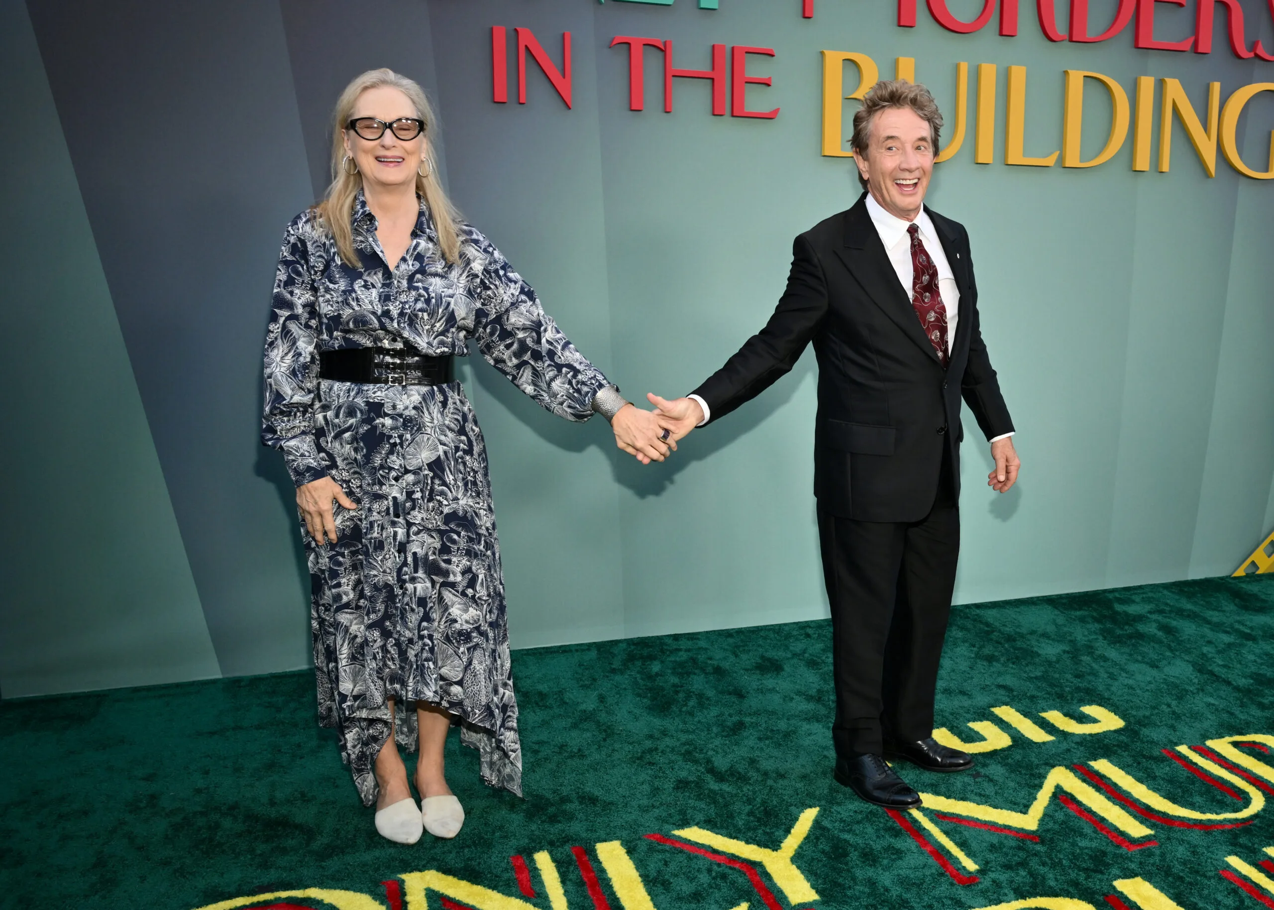 meryl streep and martin short holding hands at the only murders in the building season 4 premiere