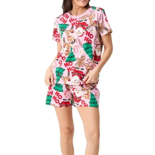 &me Women's Christmas Print Pyjama Set - Pink