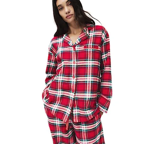 M&S Pure Cotton Family Christmas Checked Pyjama Set