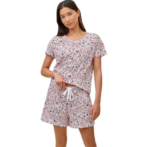 Papinelle Christmas Stars Organic Cotton Knit Boxer PJ Set in festive pink colour