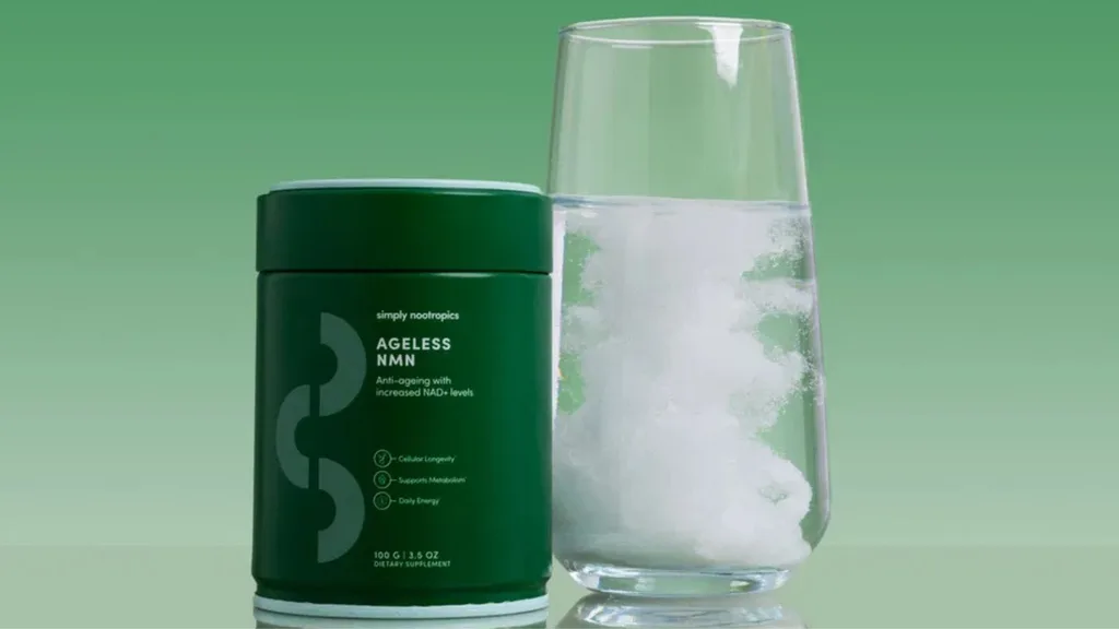 NMN Powder with glass of water