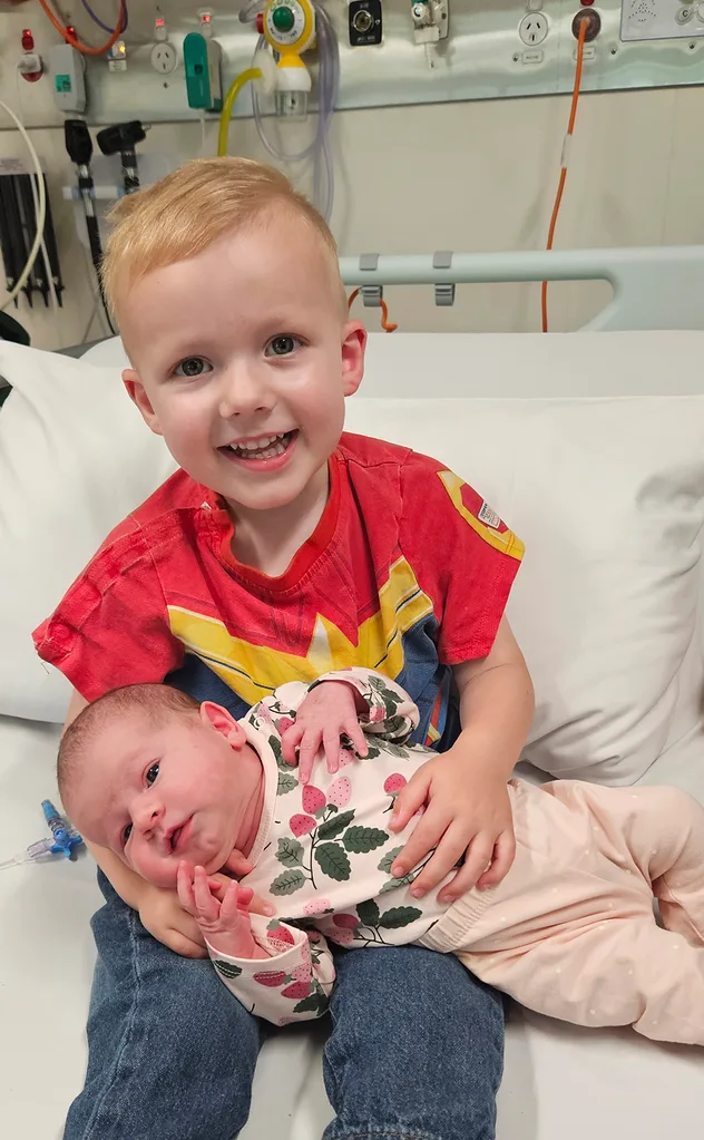 Tommy and his baby sister Aria who was a stem cell transplant donor.