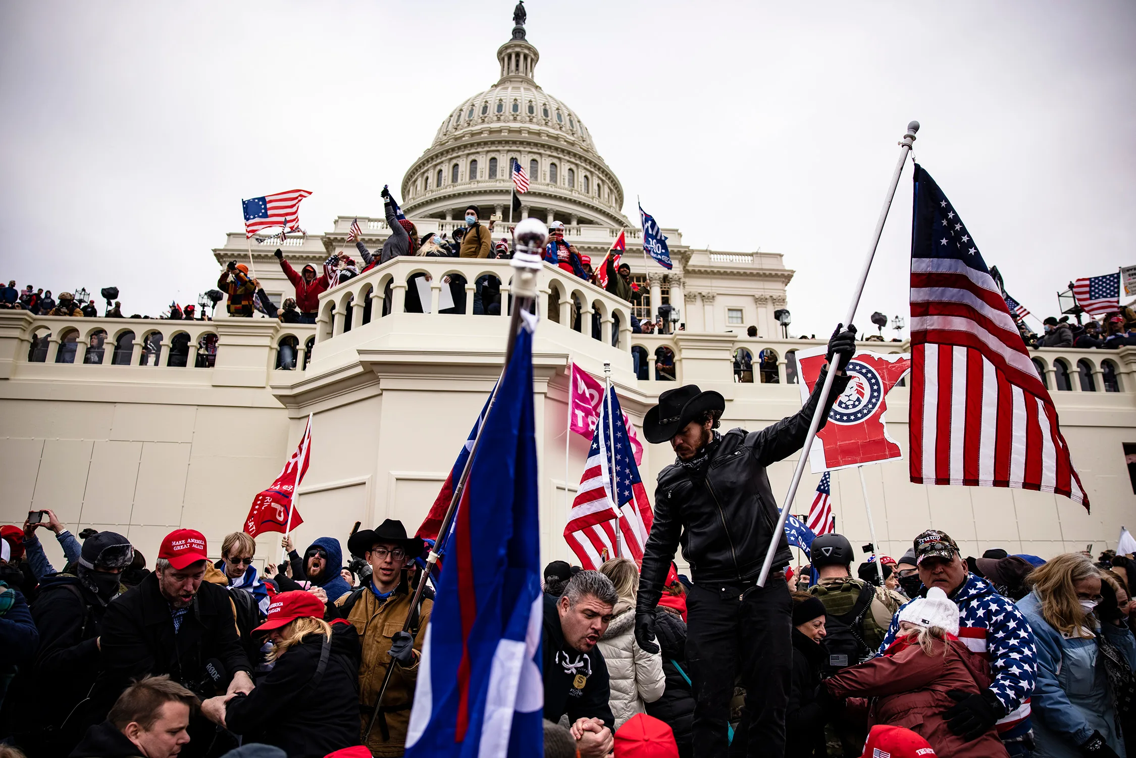 conspiracy theories - a picture from the riots that happened in the US on January 6, 2021