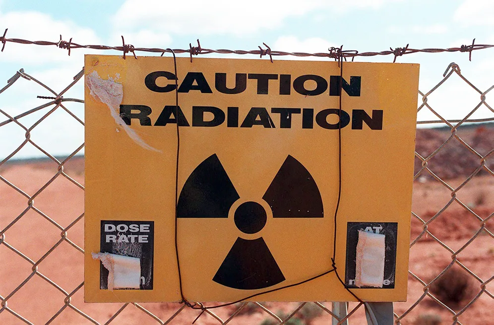 a radiation sign at Maralinga