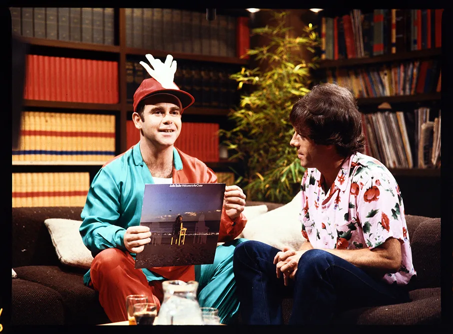 Elton John and Molly Meldrum on the set of Countdown. Photo courtesy of Countdown/ABC TV