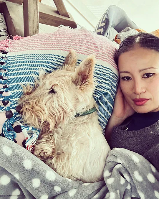 Poh and her dog, Tim. 