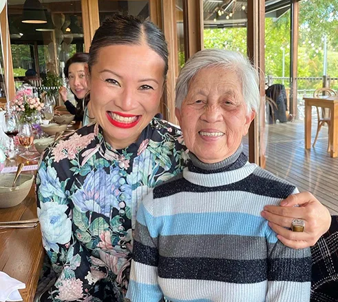 Poh Ling Yeow with her Aunty Kim.