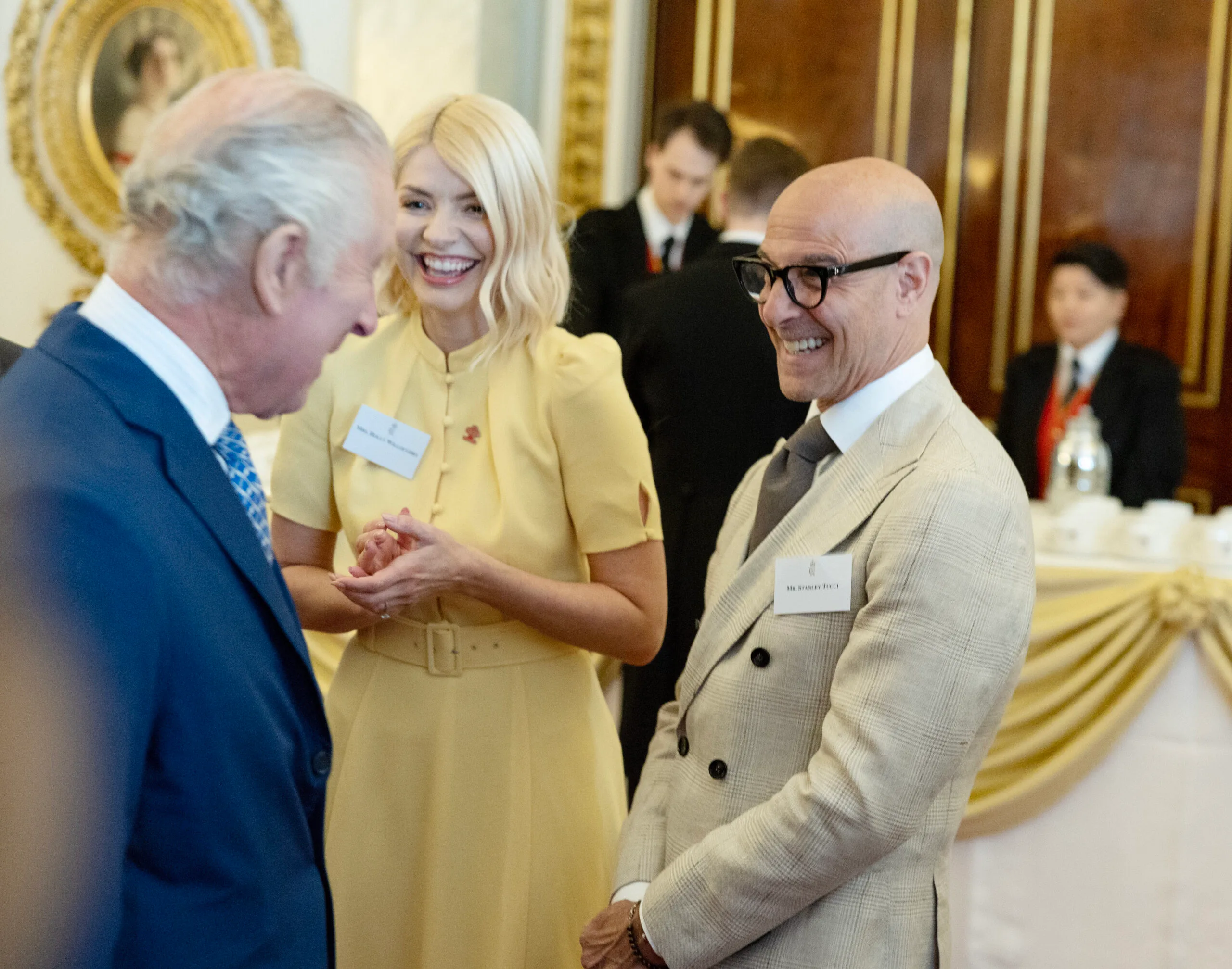 king charles and stanley tucci talking with holly willoughby
