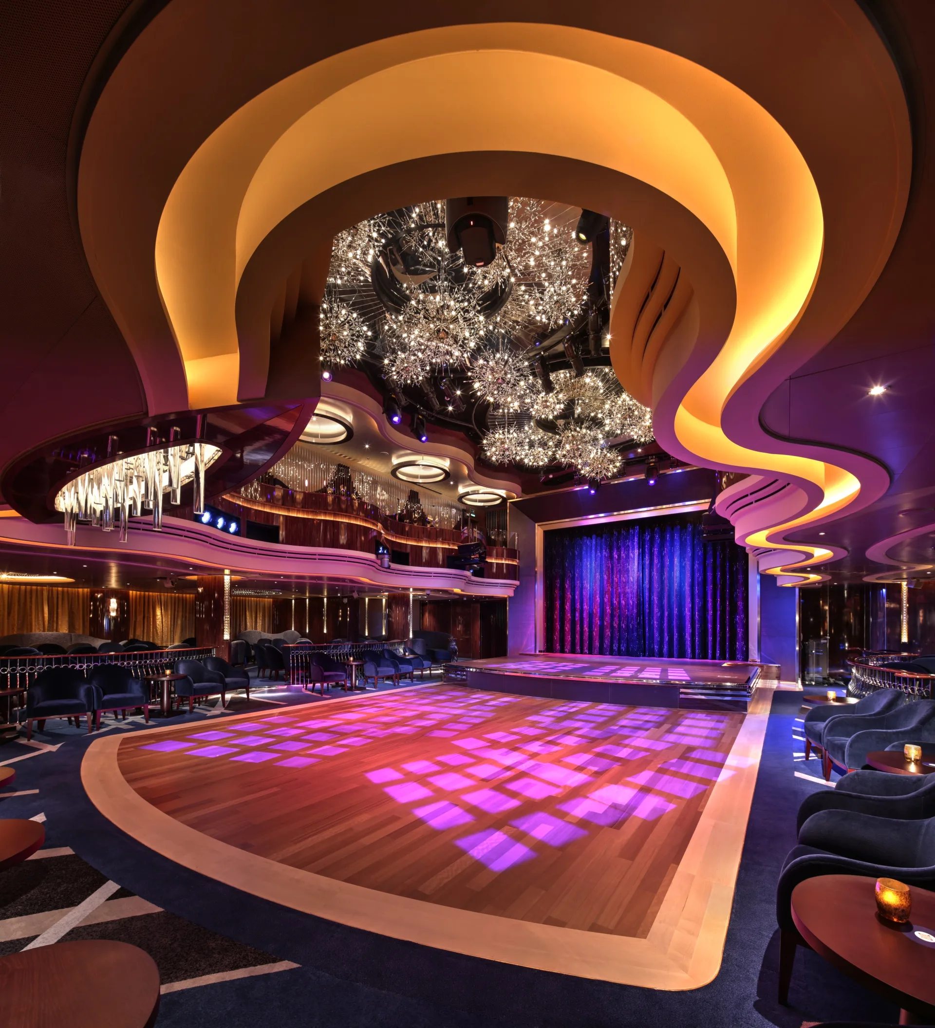 Empty stage with an empty dance floor