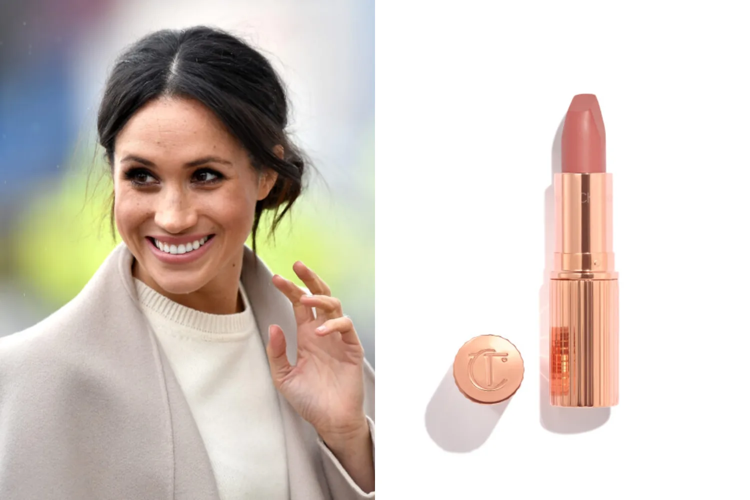royals beauty products - meghan markle and charlotte tilbury lipstick