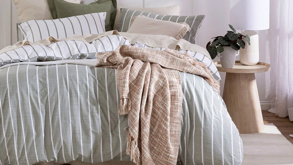 Habitat Adria Green Reversible Stripe Quilt Cover Set