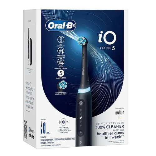 Oral-B iO Series 5 Black Bluetooth Electric Toothbrush with A.I. Connectivity