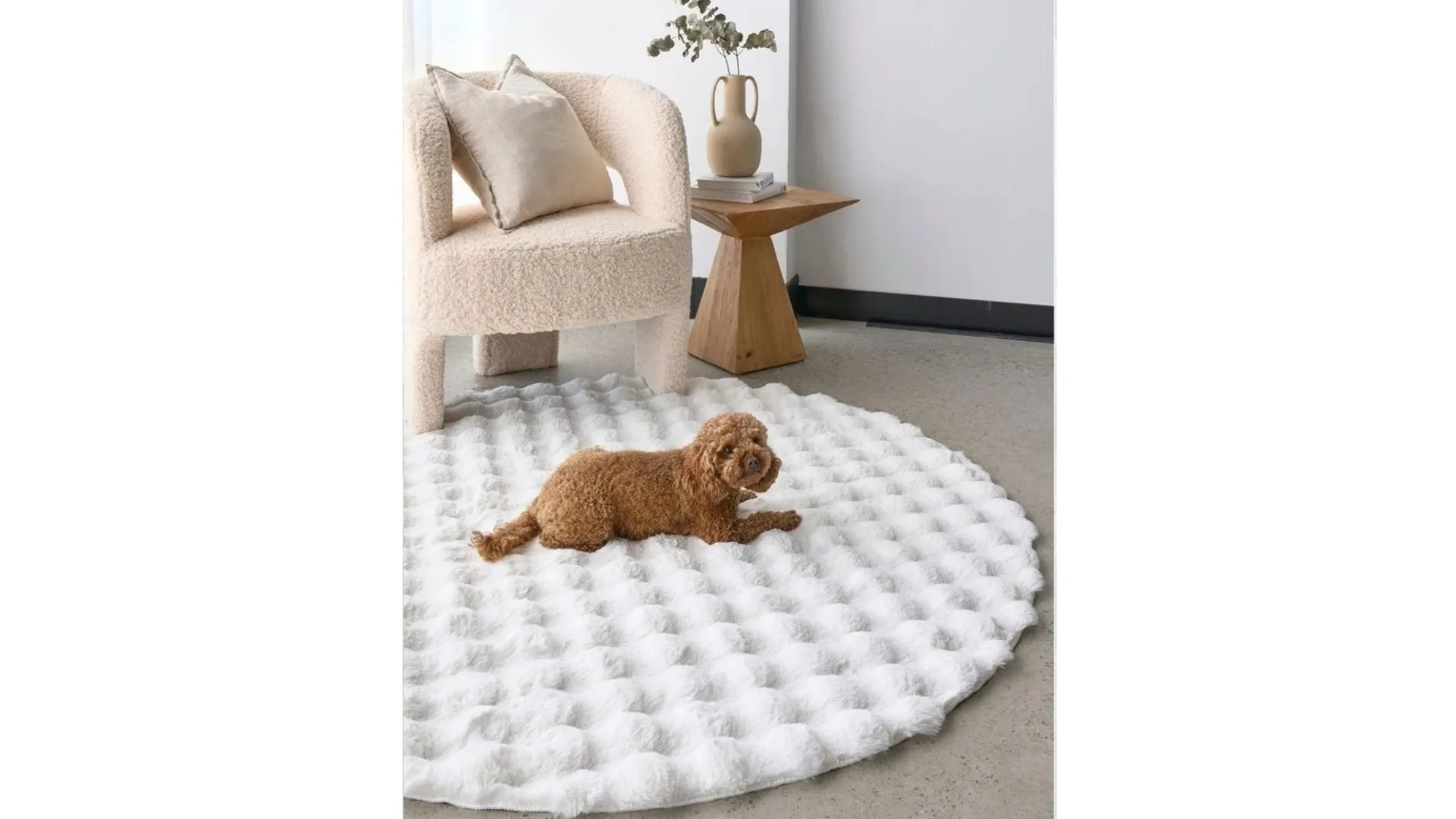 Rug Culture bubble white round machine washable rug