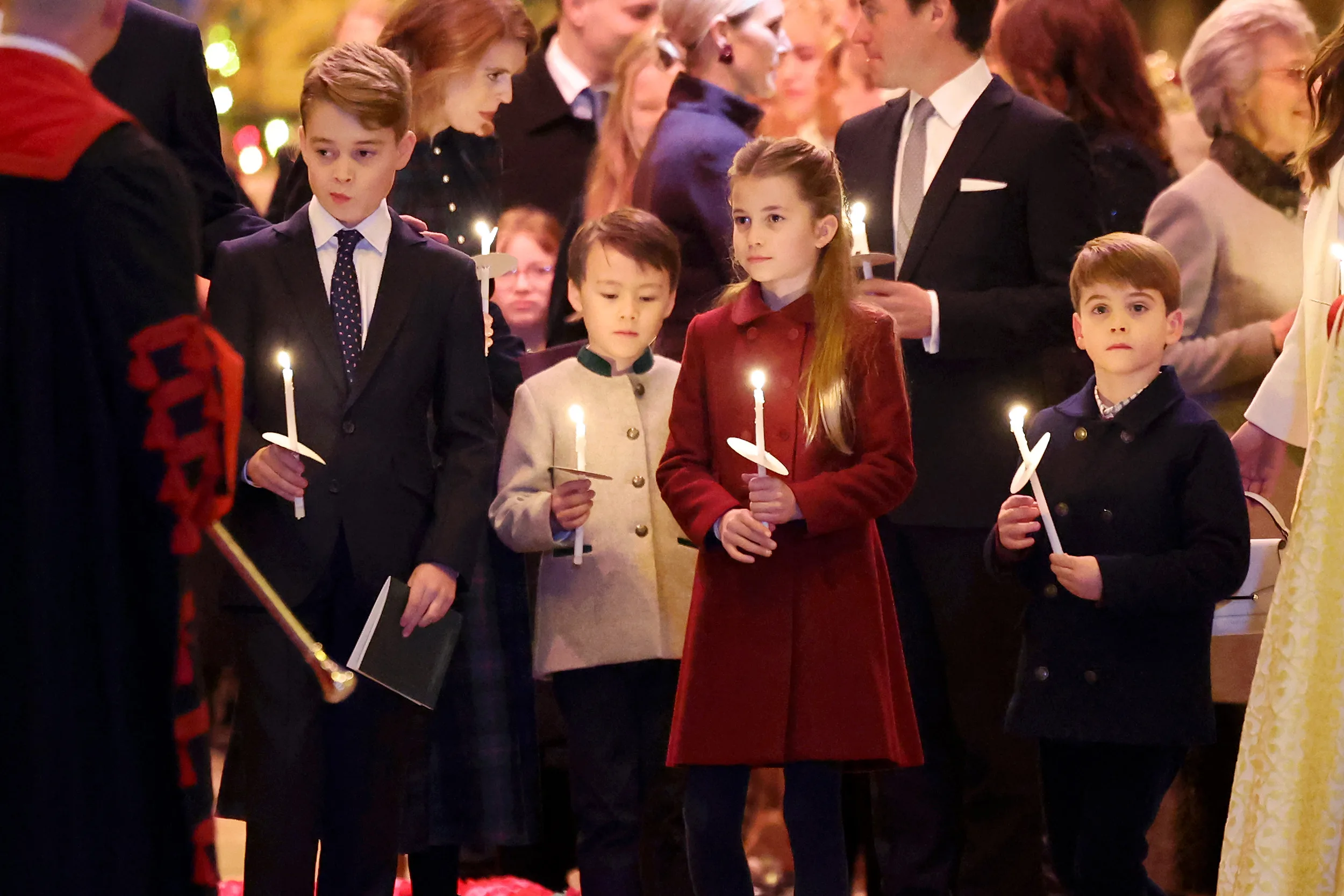The Wales children at their mother&rsquo;s Together at Christmas carol service in 2023.