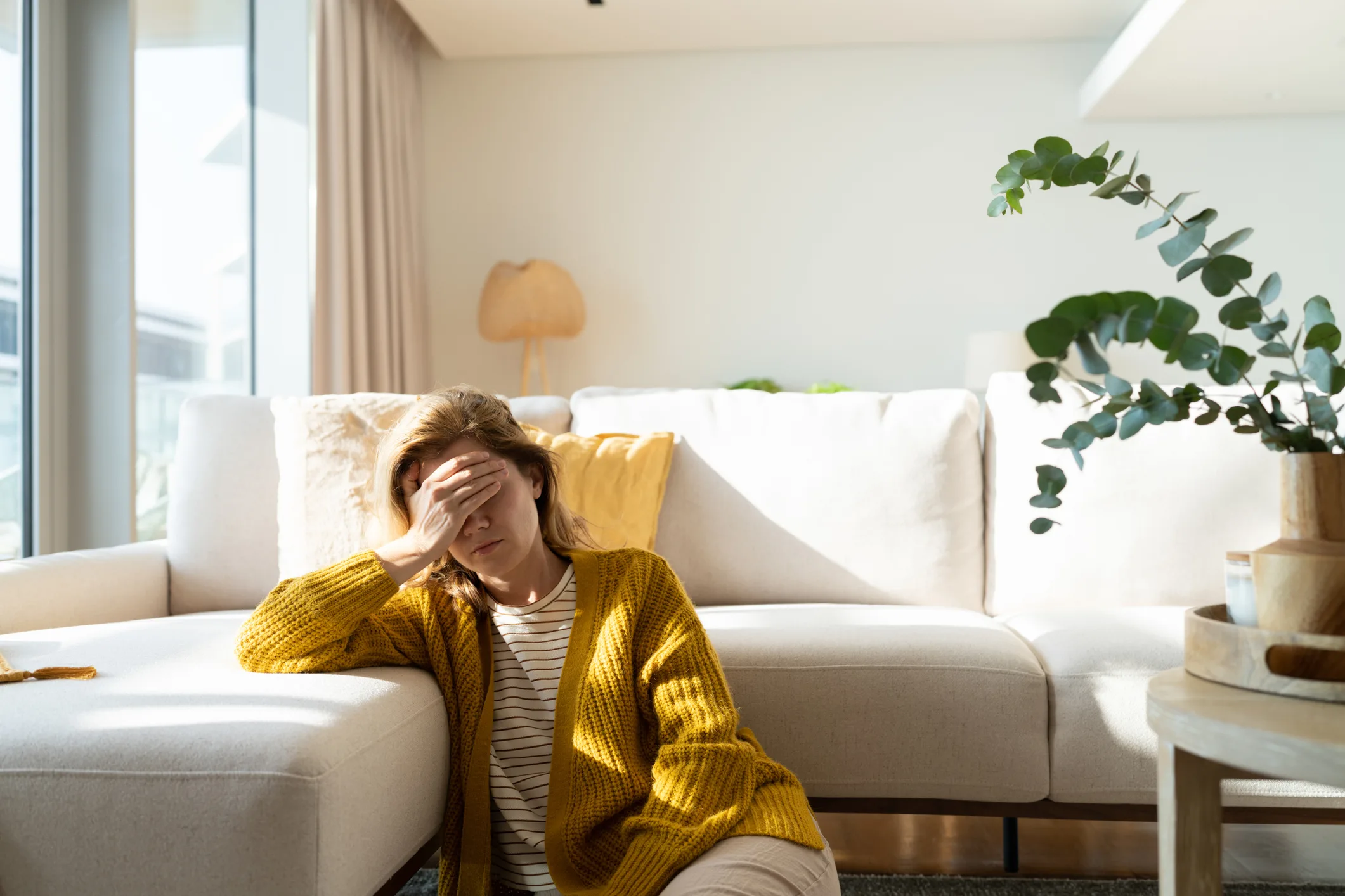Stressed woman at home