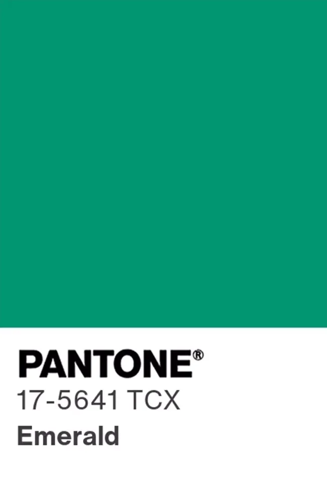 Emerald green color swatch from Pantone with code 17-5641 TCX.
