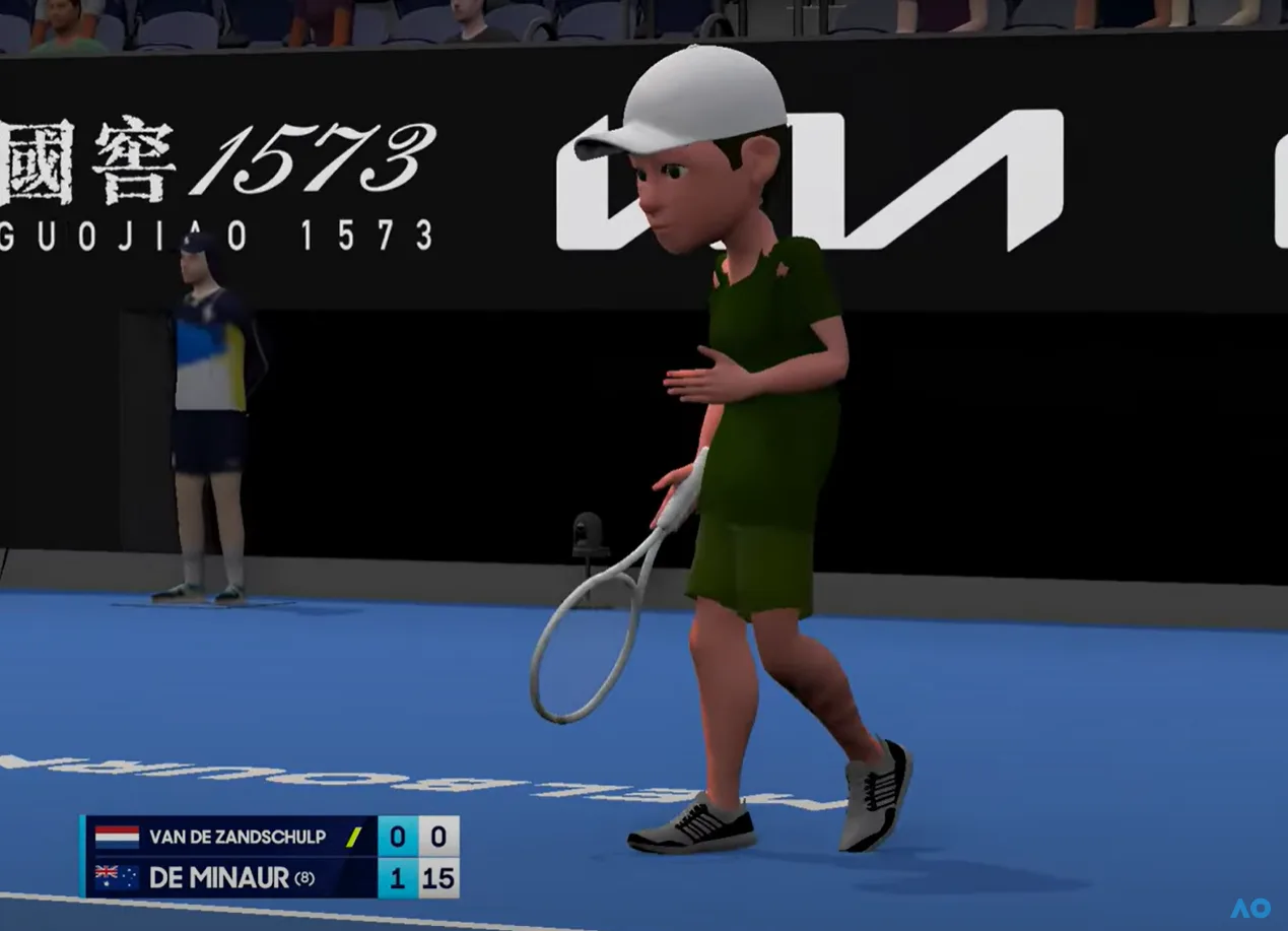Still from Botic van de Zandschulp v Alex de Minaur AO Animated YouTube video. Australian Open 2025