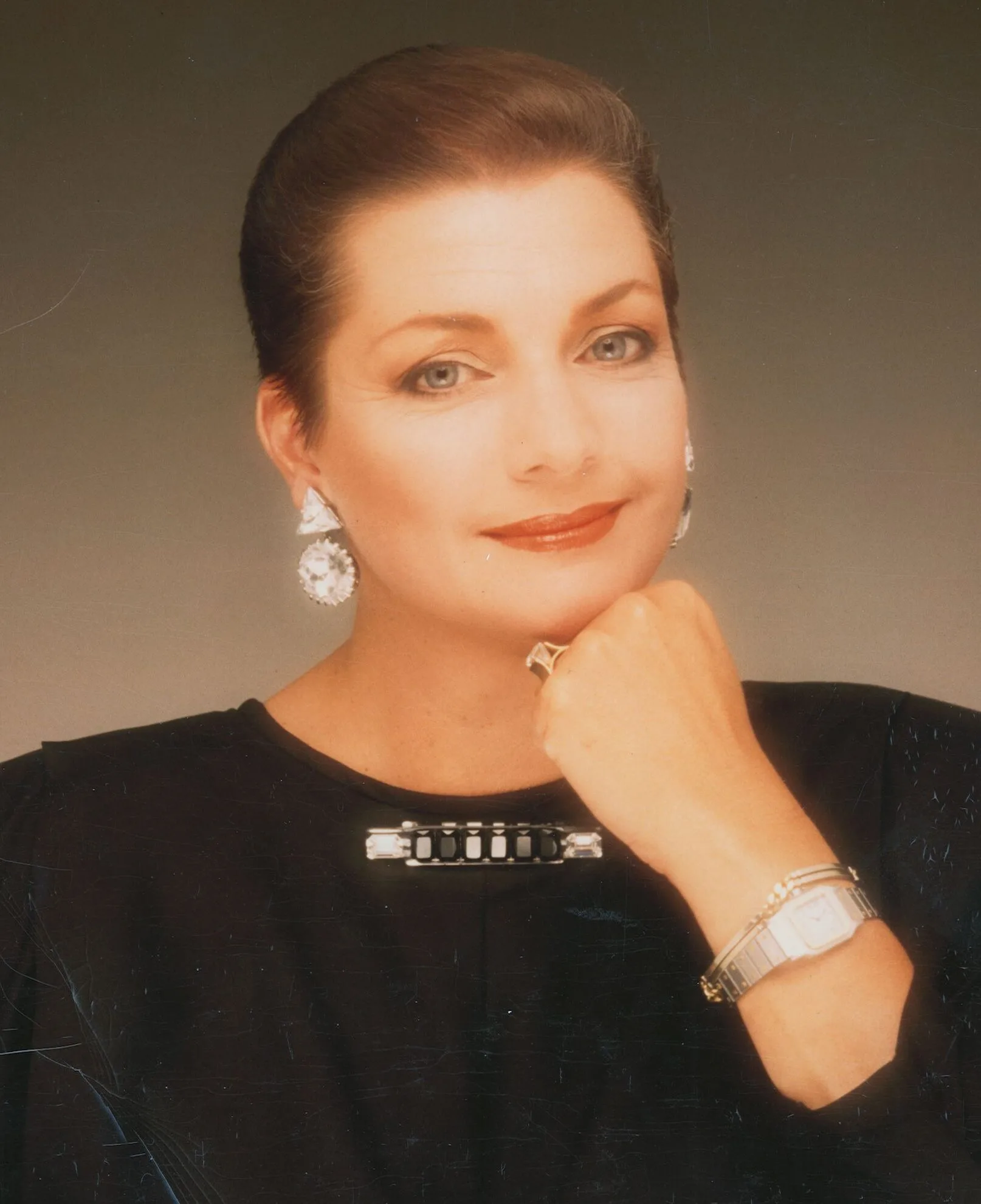 Maggie Tabberer posing for a cover