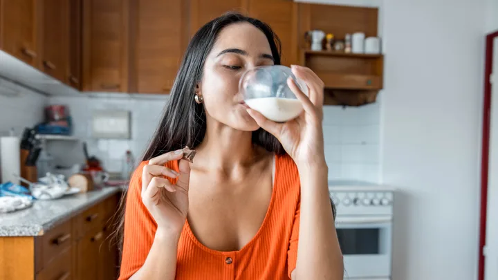 Woman drinking milk