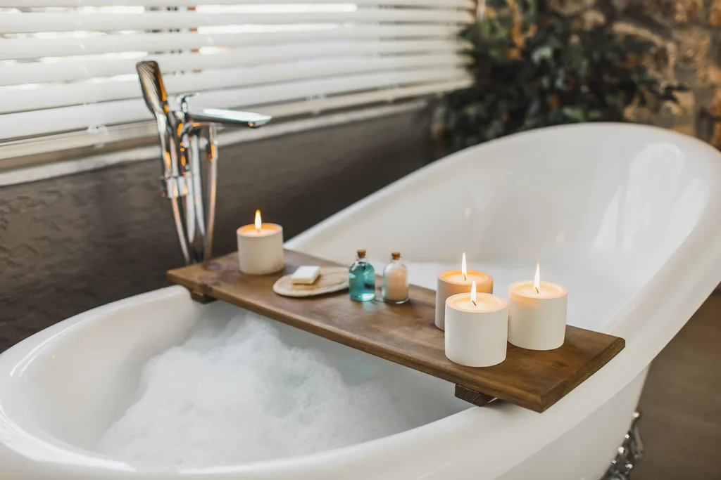 Bathtub with candles. The classic self-care activities