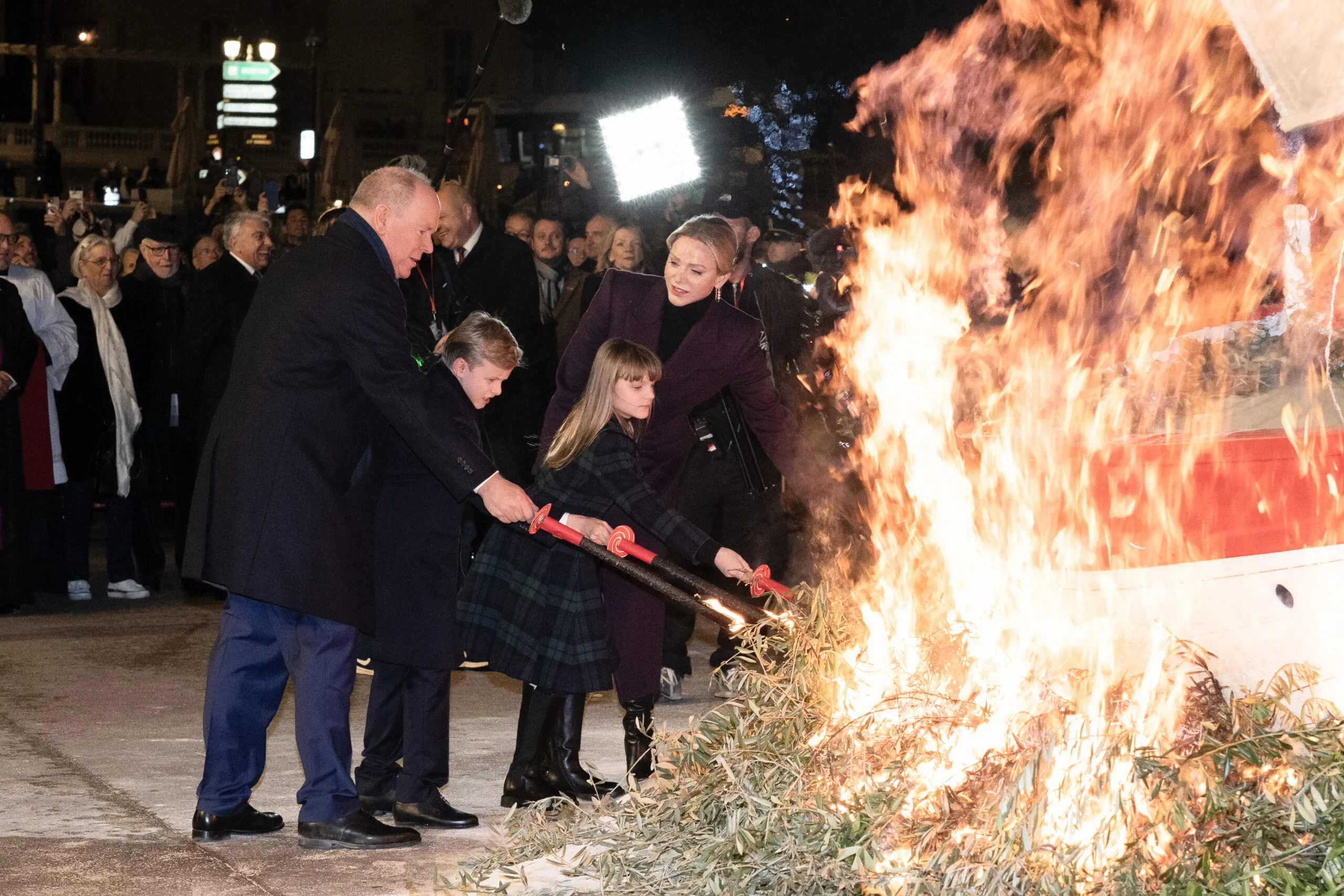 The Monaco royal family at the ceremoony of The Sainte-Devote