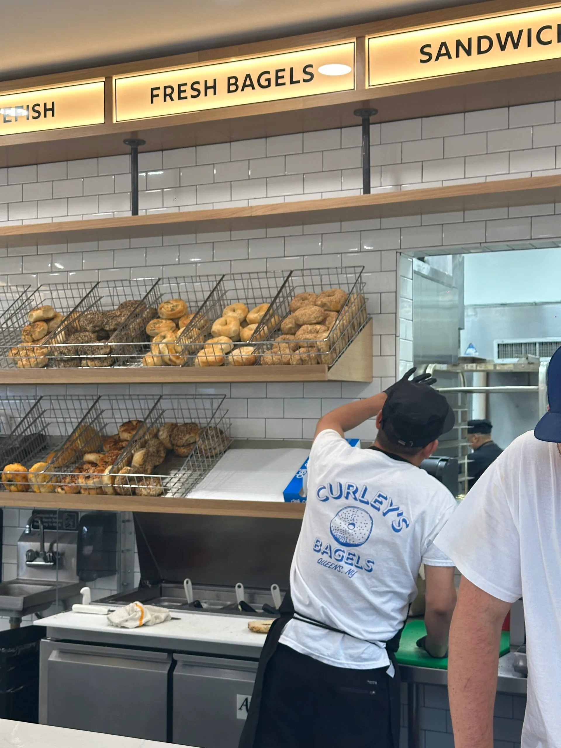 Curley's Bagels, Sunnyside interior and display of bagels