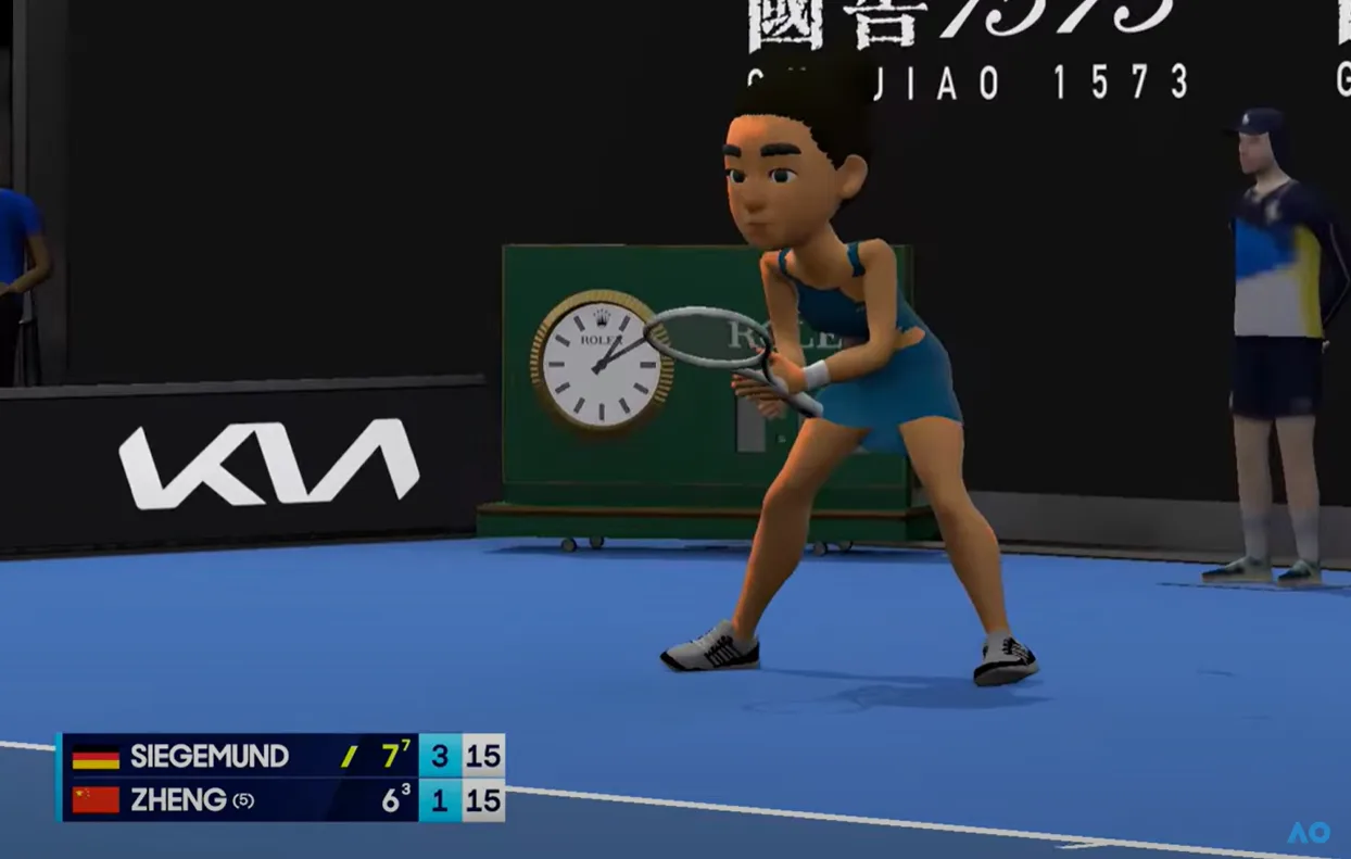 Still from Laura Siegemund v Qinwen Zheng AO Animated  YouTube video. Australian Open 2025