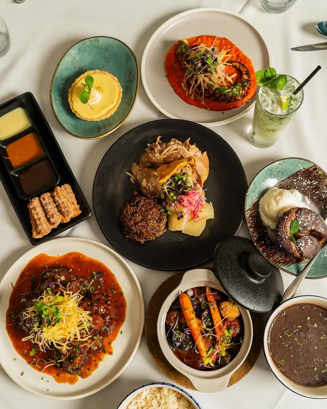 An array of traditional Cuban food served at Victor's Café, New York
