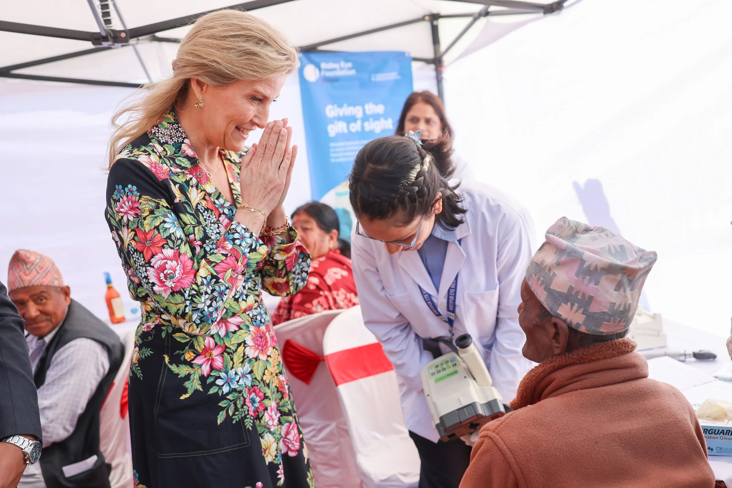Sophie, Duchess of Edinburgh meets patients and doctors of Kirtipur Eye Hospital during an official royal visit to Nepal.