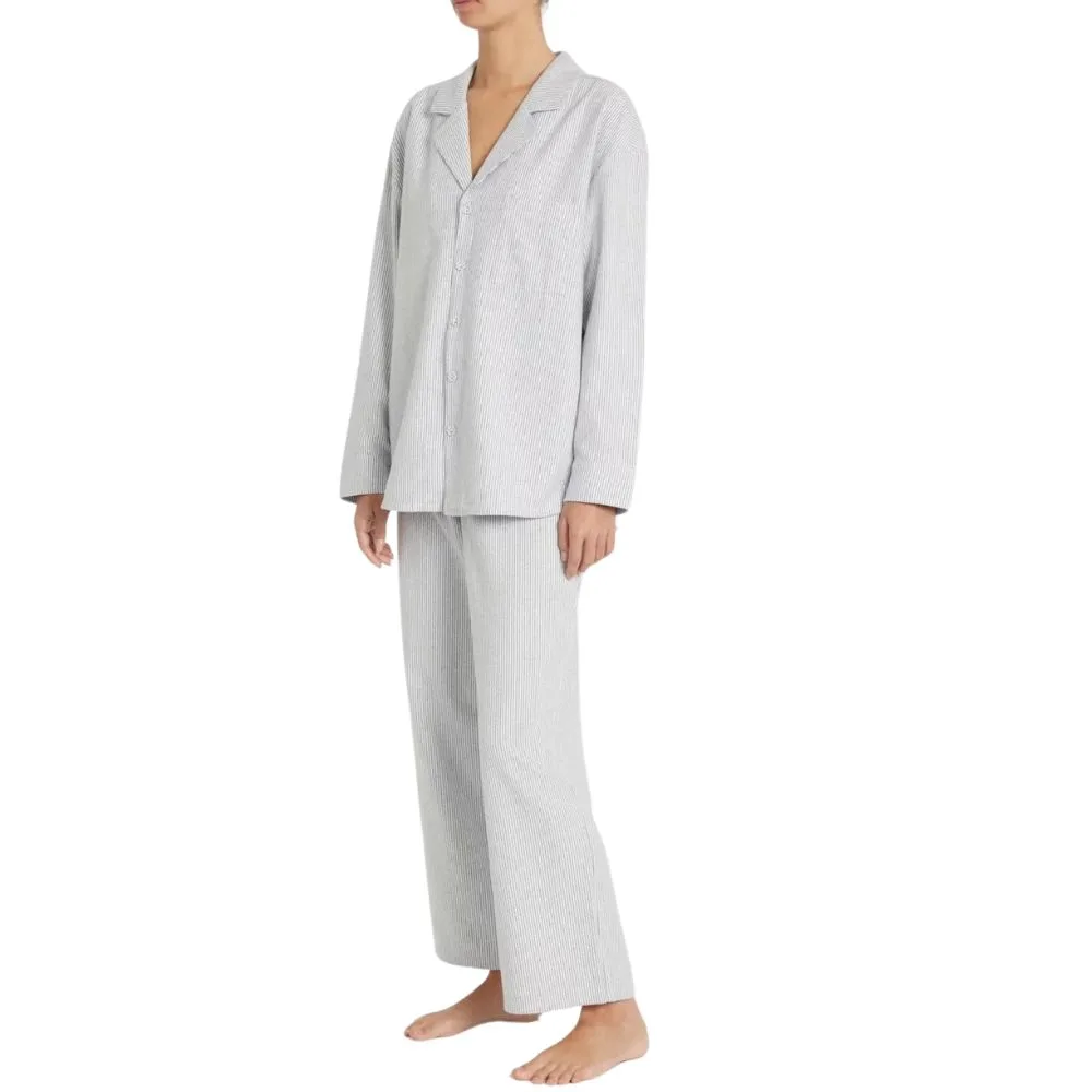 Jasmine and Will Eze Flannel Set - Navy Stripe