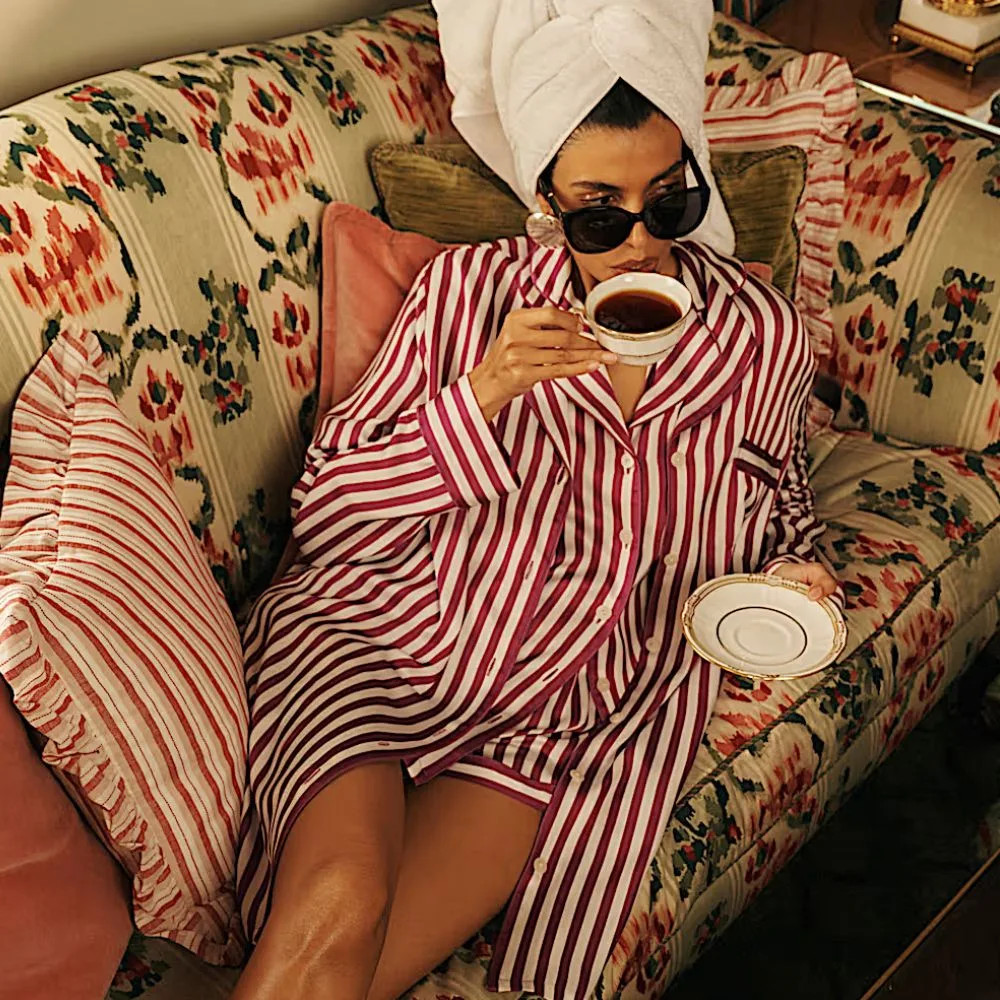 Marks and Spencer The Striped Shortie Women's Pyjamas Set - pink mix colour