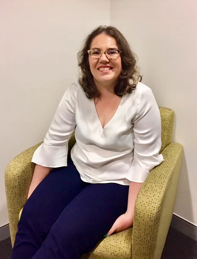 Rebecca Sharrock, a white woman with brown hair, has a superior memory.