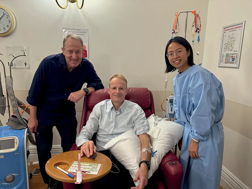 Richard receiving treatment in hospital after receiving a cancer diagnosis