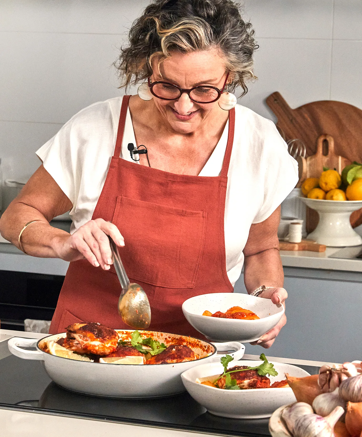 Julie Goodwin whipping up the first of her Family Favourite meals for The Weekly. Photo: Philip Castleton