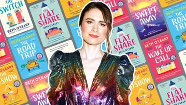 author Beth O'Leary over images of her book covers