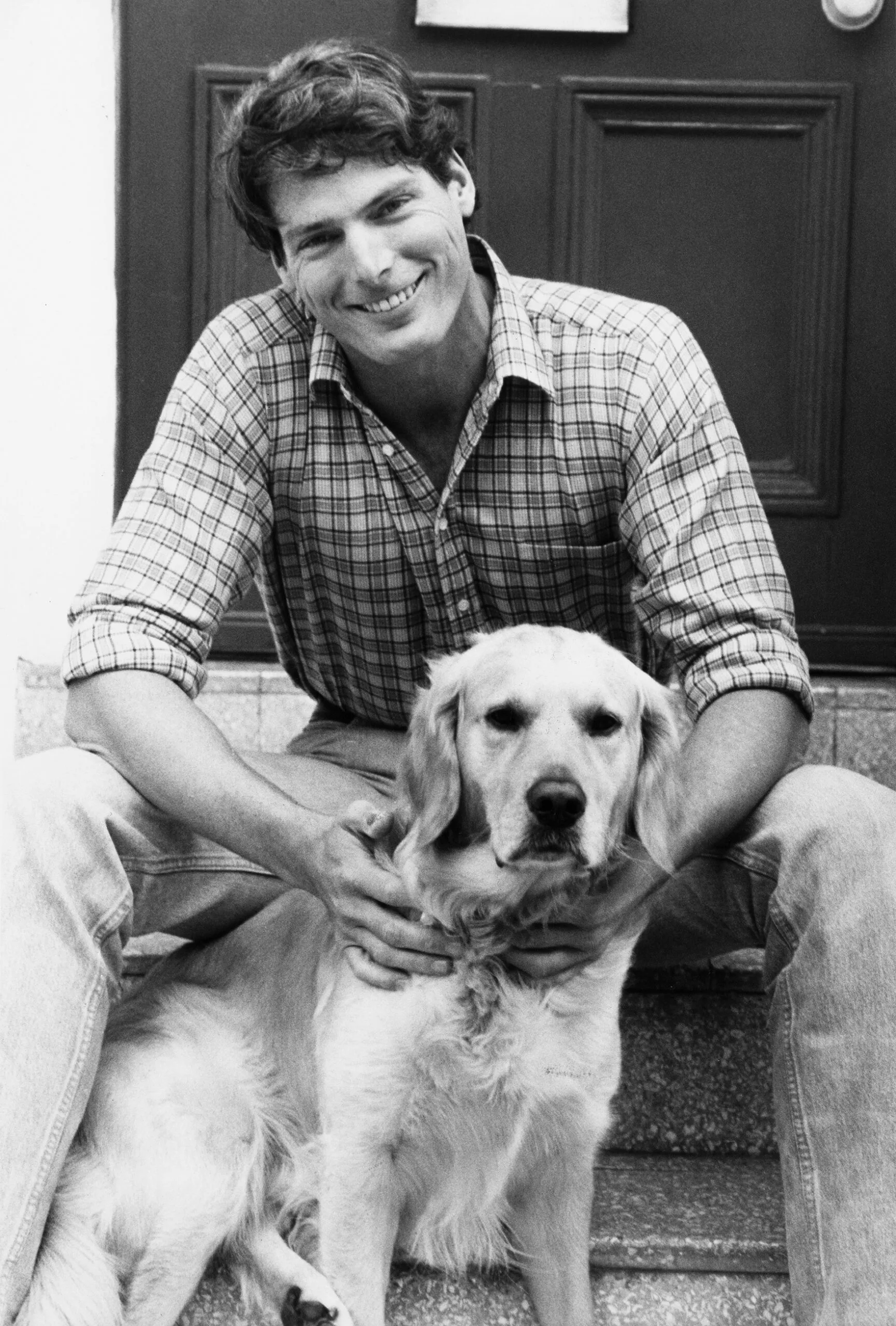 Actor Christopher Reeve with his dog