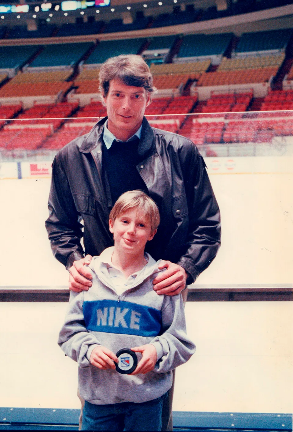 Christopher Reeve and son Matt at Madison Square Garden in 1988